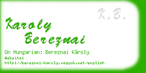 karoly bereznai business card